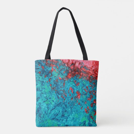 Artsy Neon Oranje Blauwgroen groen acrylverf Tote Bag (Achterkant)