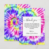 Artsy Neon Rainbow Tie Dye Waterverf Patroon Bedankkaart (Voorkant / Achterkant)