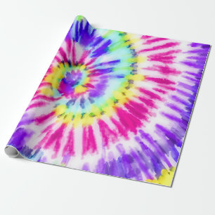 Artsy Neon Rainbow Tie Dye Waterverf Patroon Cadeaupapier
