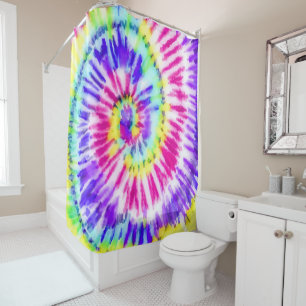 Artsy Neon Rainbow Tie Dye Waterverf Patroon Douchegordijn