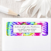 Artsy Neon Rainbow Tie Dye Waterverf Patroon Etiket (Insitu)