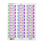 Artsy Neon Rainbow Tie Dye Waterverf Patroon Etiket (Full Sheet)