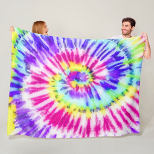 Artsy Neon Rainbow Tie Dye Waterverf Patroon Fleece Deken