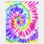 Artsy Neon Rainbow Tie Dye Waterverf Patroon Fleece Deken (Voorkant)