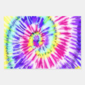 Artsy Neon Rainbow Tie Dye Waterverf Patroon Inpakpapier Vel (Voorkant 3)