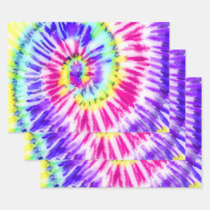 Artsy Neon Rainbow Tie Dye Waterverf Patroon Inpakpapier Vel