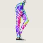 Artsy Neon Rainbow Tie Dye Waterverf Patroon Leggings (Rechts)