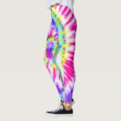 Artsy Neon Rainbow Tie Dye Waterverf Patroon Leggings (Links)