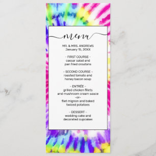 Artsy Neon Rainbow Tie Dye Waterverf Patroon Menu