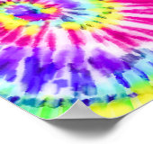 Artsy Neon Rainbow Tie Dye Waterverf Patroon Poster (Hoek)