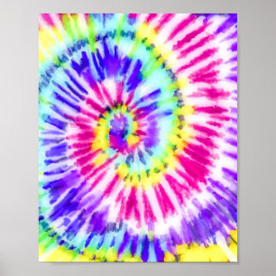 Artsy Neon Rainbow Tie Dye Waterverf Patroon Poster