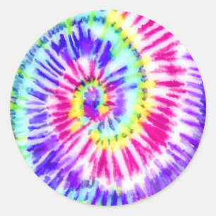 Artsy Neon Rainbow Tie Dye Waterverf Patroon Ronde Sticker