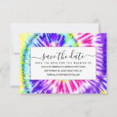 Artsy Neon Rainbow Tie Dye Waterverf Patroon Save The Date (Voorkant)