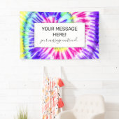 Artsy Neon Rainbow Tie Dye Waterverf Patroon Spandoek (Insitu)