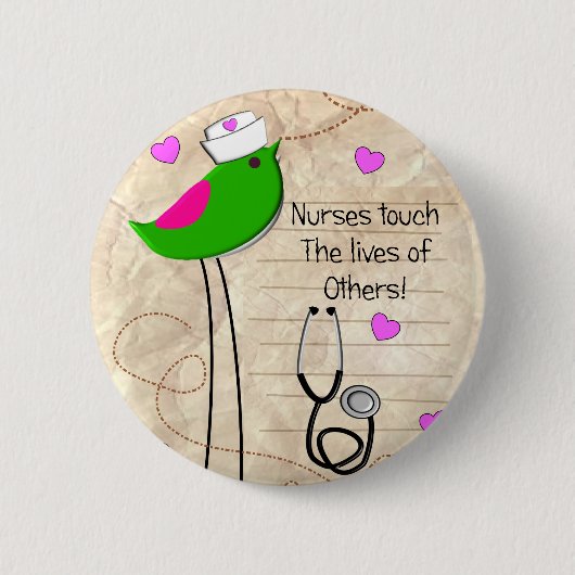 Artsy Nurse Bird Ronde Button 5,7 Cm (Voorkant)