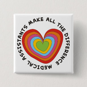 Artsy Nursing Assistant Buttonnen Horen Vierkante Button 5,1 Cm