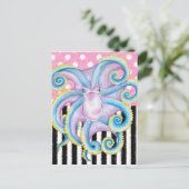 Artsy Octopus Roze Briefkaart (Staand voorkant)