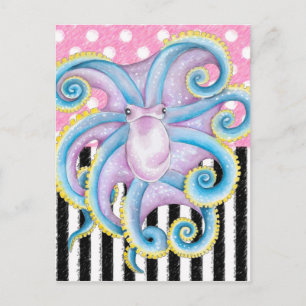 Artsy Octopus Roze Briefkaart