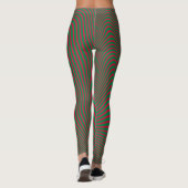 Artsy Op-Art Gekke Groene Rode Kerstmis Leggings (Achterkant)