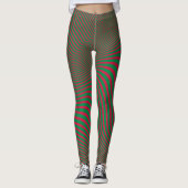 Artsy Op-Art Gekke Groene Rode Kerstmis Leggings (Voorkant)