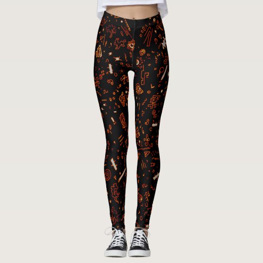Artsy Oranje Black Leggings (Voorkant)