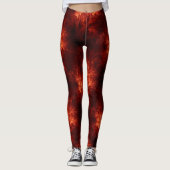 Artsy Oranje bomen Leggings (Voorkant)