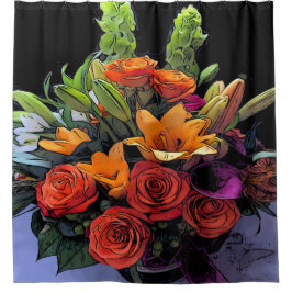 Artsy Oranje Floral Arrangement Douchegordijn