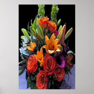 Artsy Oranje Floral Arrangement Poster
