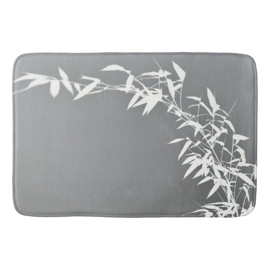 Artsy Oriental Zen Bamboo Shrub Gray & White Badmat (Voorkant)