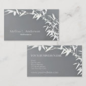 Artsy Oriental Zen Bamboo Shrub Gray & White Visitekaartje (Voorkant / Achterkant)