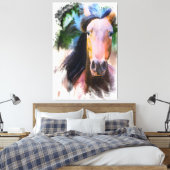 *~* Artsy Paard Equine AR22 Zwarte Manen Canvas Afdruk (Insitu (Slaapkamer))
