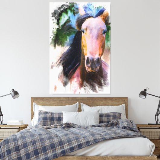 *~* Artsy Paard Equine AR22 Zwarte Manen Canvas Afdruk (Insitu (Slaapkamer))