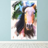 *~* Artsy Paard Equine AR22 Zwarte Manen Canvas Afdruk (Insitu (Houten vloer))