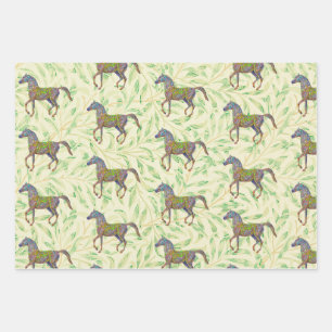 Artsy Paard Wrapping Craft Paper in Groen