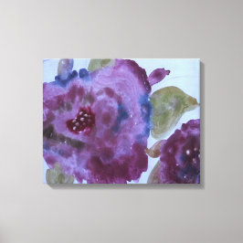 Artsy Paarse Bloemen Rozen Canvas Afdruk
