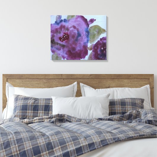 Artsy Paarse Bloemen Rozen Canvas Afdruk (Insitu (Slaapkamer))