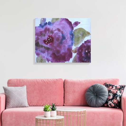 Artsy Paarse Bloemen Rozen Canvas Afdruk (Insitu (Woonkamer))