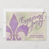 Artsy Paarse Fleur de Lis Engagment Kaart (Voorkant)