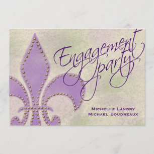 Artsy Paarse Fleur de Lis Engagment Kaart
