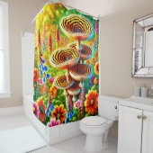 Artsy paddenstoelen douchegordijn (In situ)