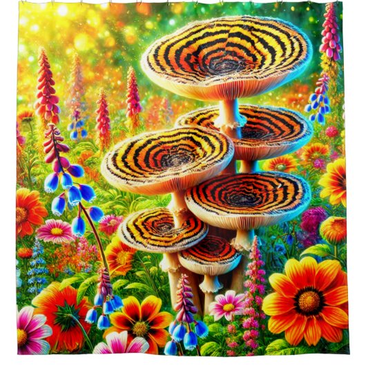 Artsy paddenstoelen douchegordijn (Voorkant)