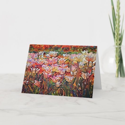 Artsy Painted Tulip Garden Note Kaart (Voorkant)