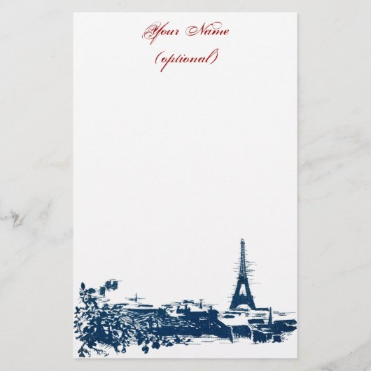 Artsy Paris Skyline Eiffel Tower Stationery Briefpapier (Voorkant)