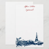 Artsy Paris Skyline Eiffel Tower Stationery Briefpapier (Voorkant / Achterkant)