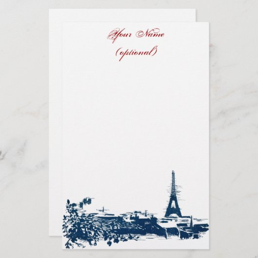 Artsy Paris Skyline Eiffel Tower Stationery Briefpapier (Voorkant / Achterkant)