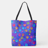Artsy Paw Prints en Harten Tote Bag (Achterkant)