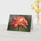 Artsy Peach Oranje Roos Art Note Kaart (Gele Bloem)