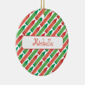Artsy Persoonlijke Rode en Groene Crayons Keramisch Ornament (Rechts)