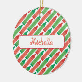 Artsy Persoonlijke Rode en Groene Crayons Keramisch Ornament (Links)