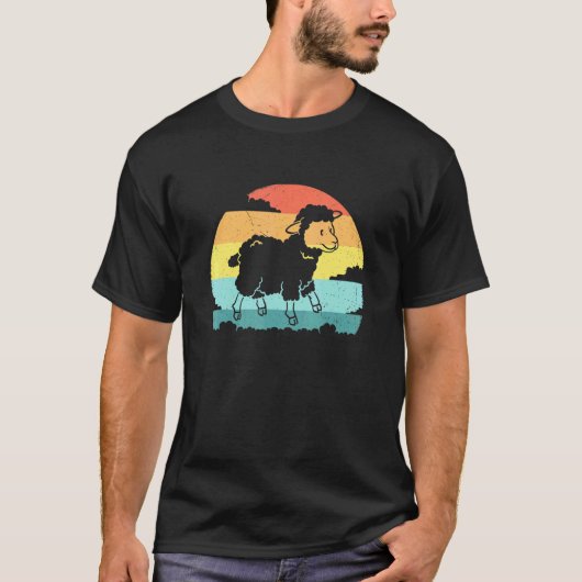 Artsy Pet Sheep Design Sheep Retro  Sunset T-shirt (Voorkant)